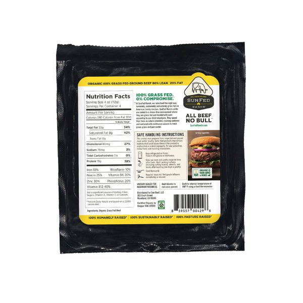 Organic Ground Beef 80/20 - Packaging Back