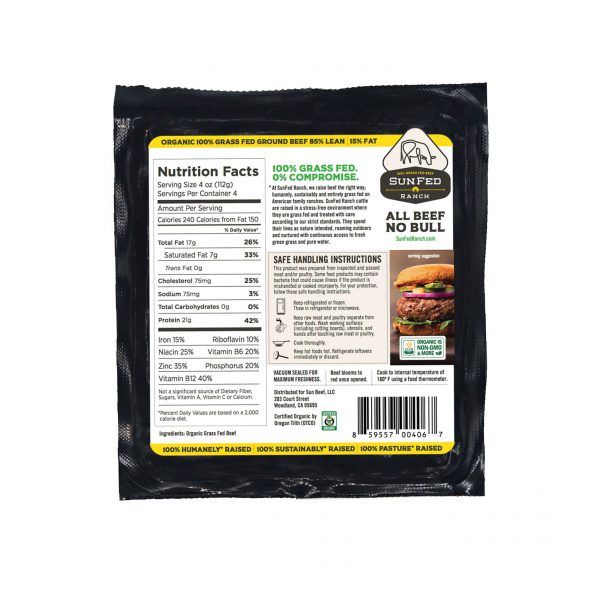Organic Ground Beef 85/15 - Packaging Back