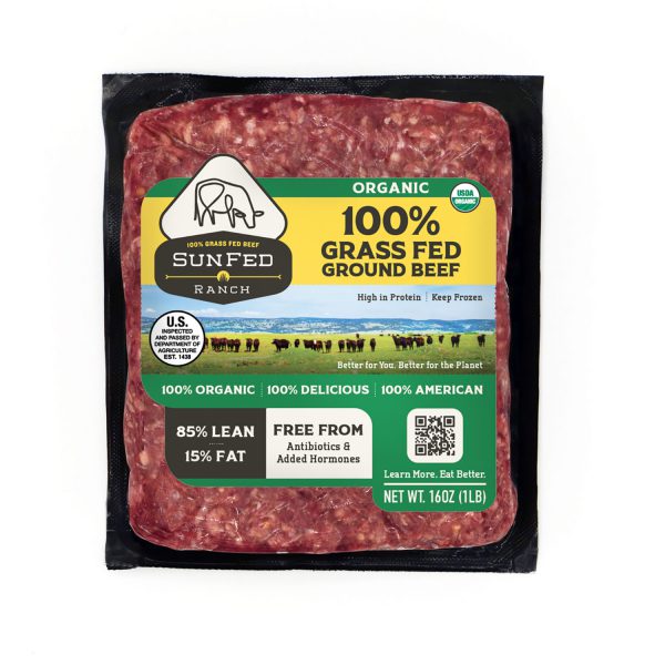 Organic Frozen Ground Beef 85/15 - Packaging Front