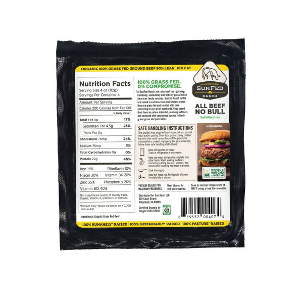 Organic Ground Beef 90/10 - Packaging Back