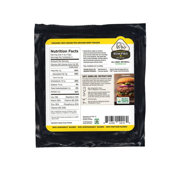 Organic Frozen Ground Beef 85/15 - Packaging Back
