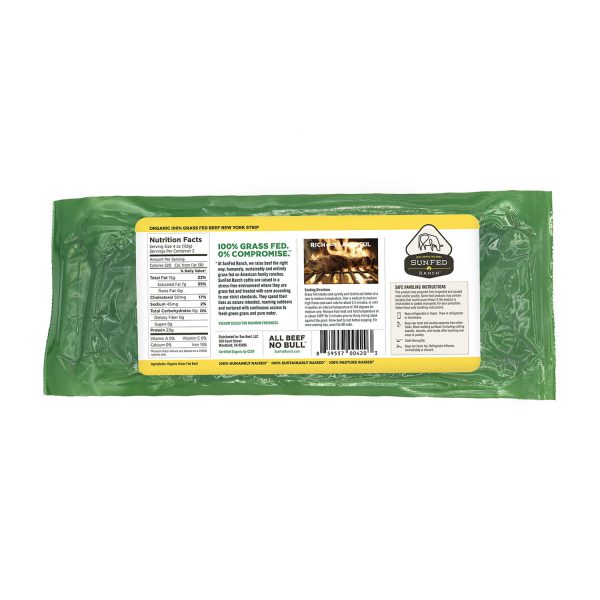 Organic NY Striploin Steak - Packaging Back
