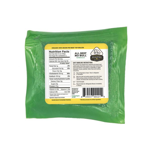 Organic Sirloin Steak - Packaging Back