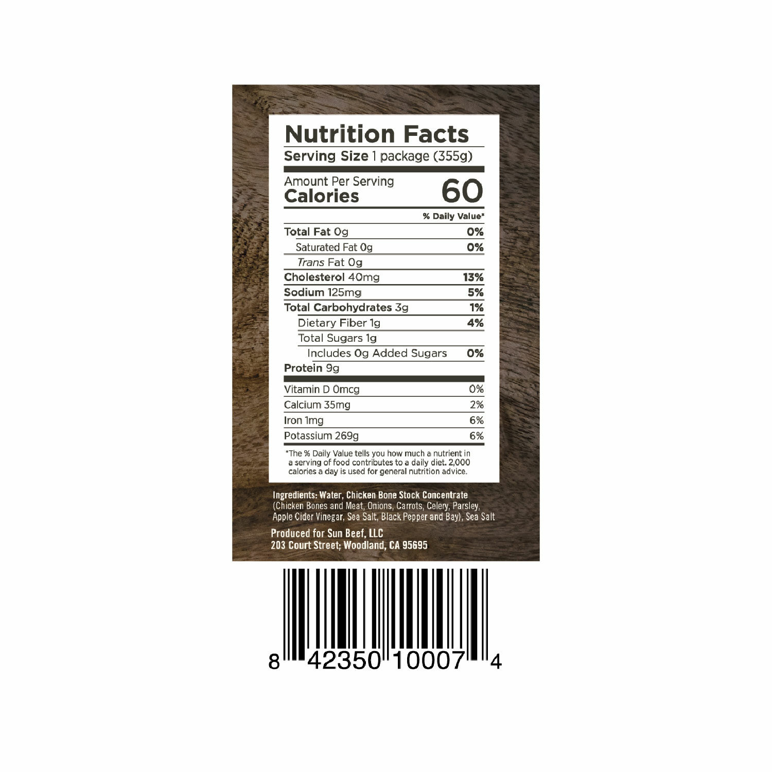 Chicken Bone Broth - Nutrition Label