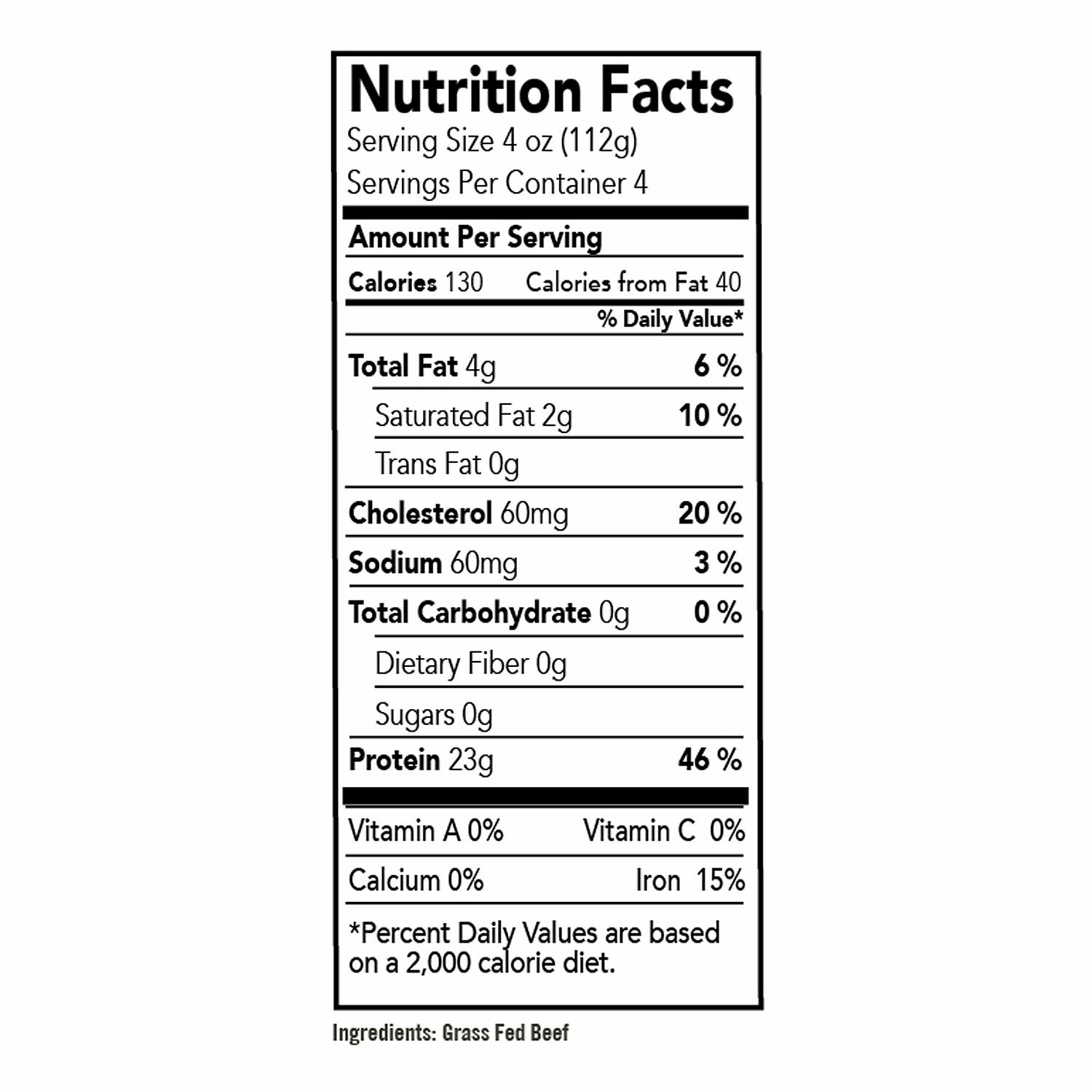 Hearty Stew Beef - Nutrition Label