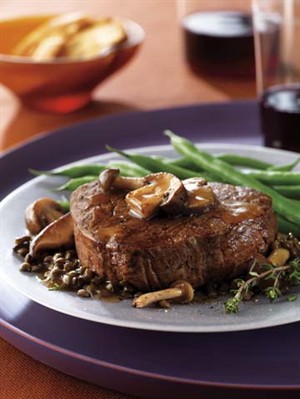 Filet Mignon with Herb-Butter Sauce and Mushrooms